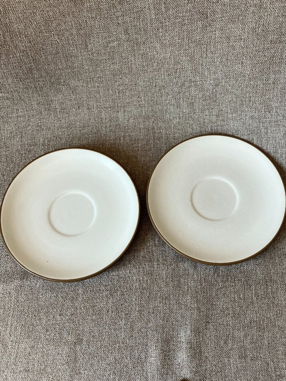 Set of 2 Vintage HEATH Ceramics Nutmeg / White Saucers 105